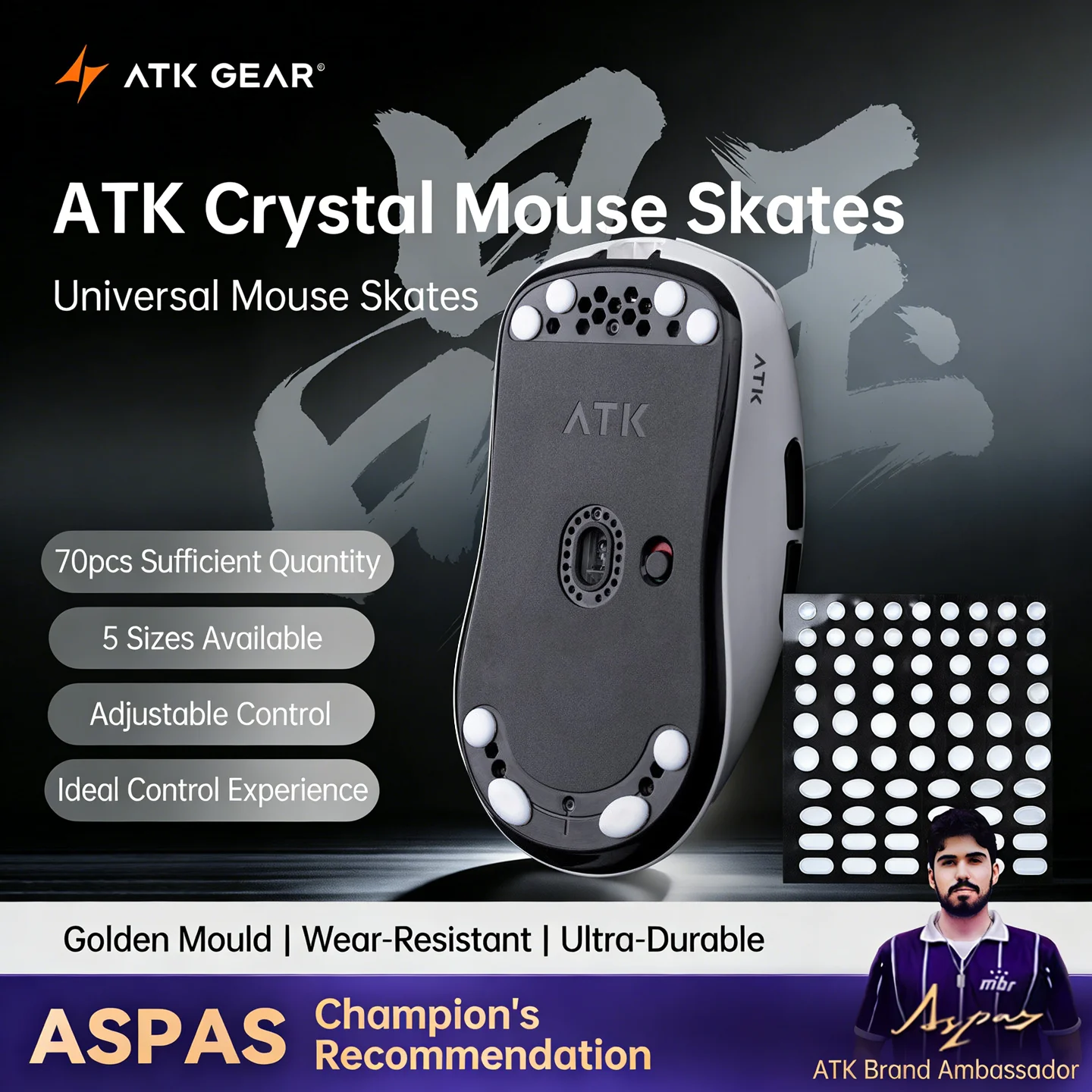 Esports Gaming Pcs - Patines de Ratón ATK Crystal Jade,