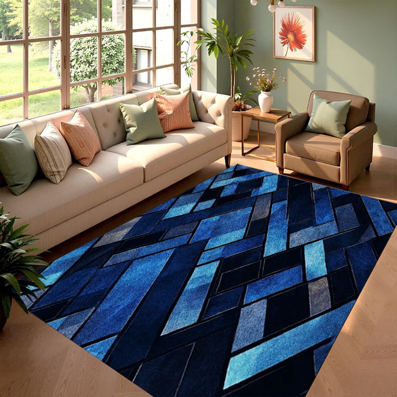 Esports Gaming Live - Alfombra Geométrica Azul Nórdica con Diseño