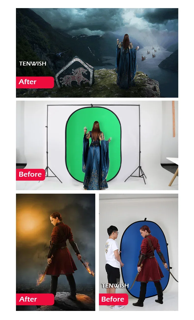 TENWISH 100*150cm / 200*150cm  - Green Screen Collapsible reseña y precio